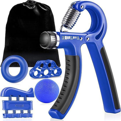 Adjustable Resistance Hand Grip Strengthening Kit (5 Pack) - Forearm Gripper, Finger Exerciser, Finger Stretcher, Grip Ring, and Stress Relief Ball for Athletes